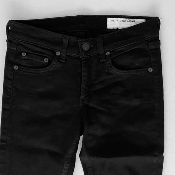 Rag & Bone Stevie Cropped Skinny Jean Tie Hem Cola Black NWT - Picture 3 of 9